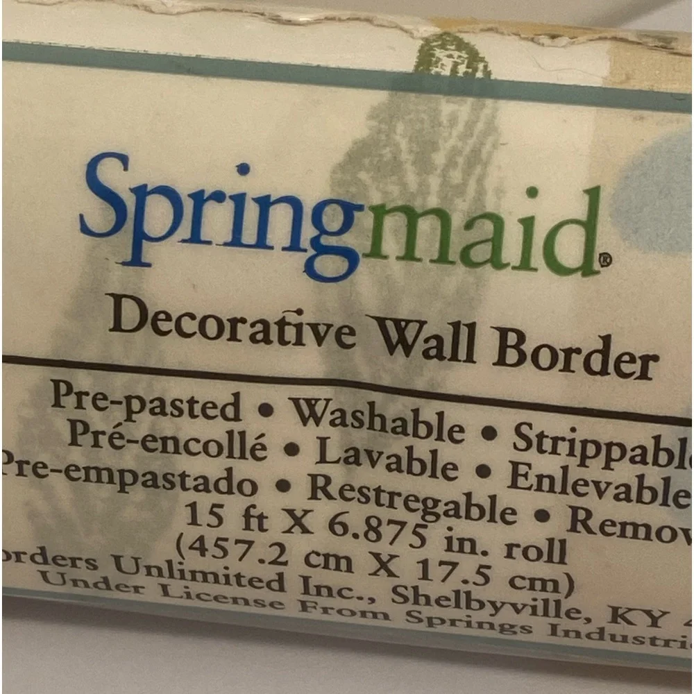 90s springmaid wall paper wall border floral LOVES ME daises Spring Maid vintage
